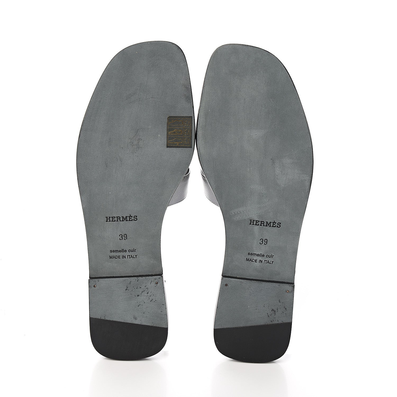 Hermes Metallic Epsom Oran Sandals 39 Gris Argente 5 of 10