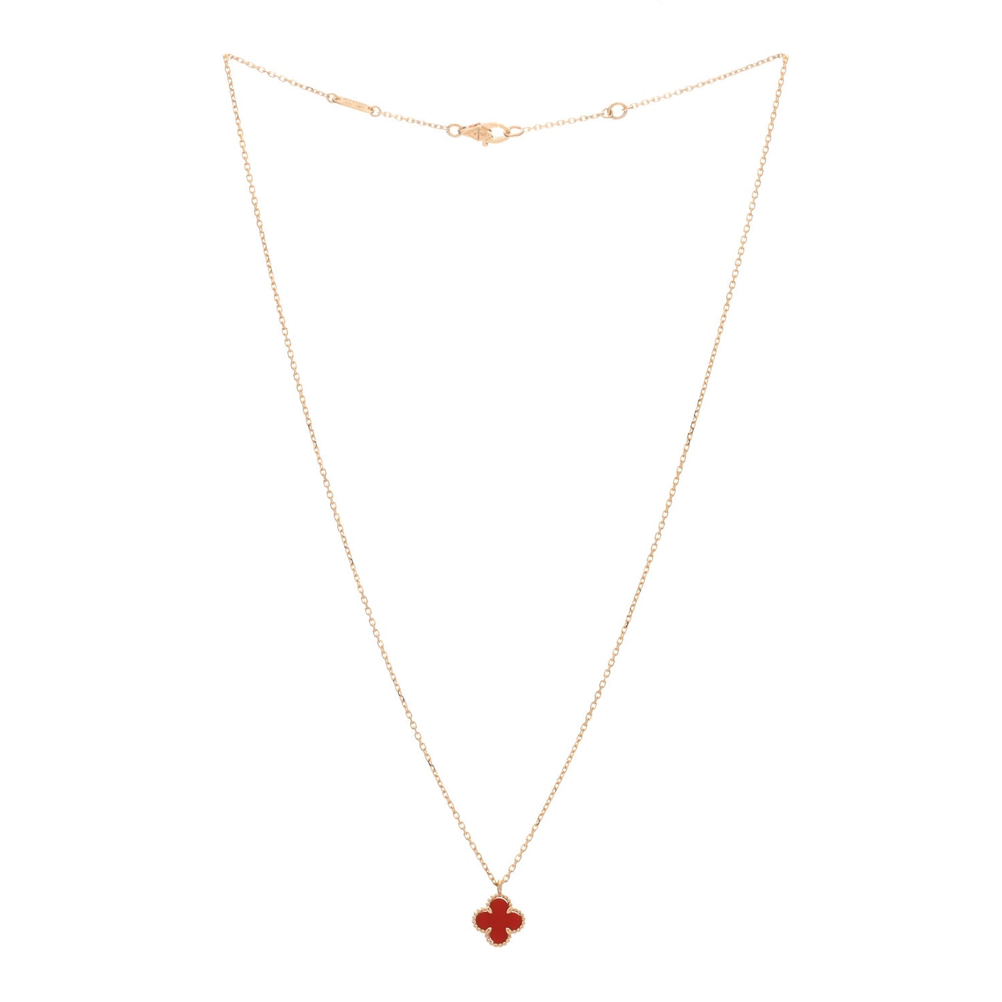 18K Rose Gold Carnelian Sweet Alhambra Pendant Necklace