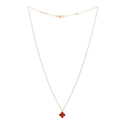 Van Cleef & Arpels 18K Rose Gold Carnelian Sweet Alhambra Pendant Necklace 2 of 3