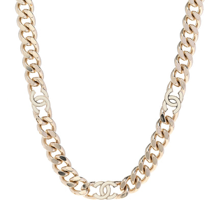 Chanel Metal Enamel Chain CC Choker Gold White 1 of 6