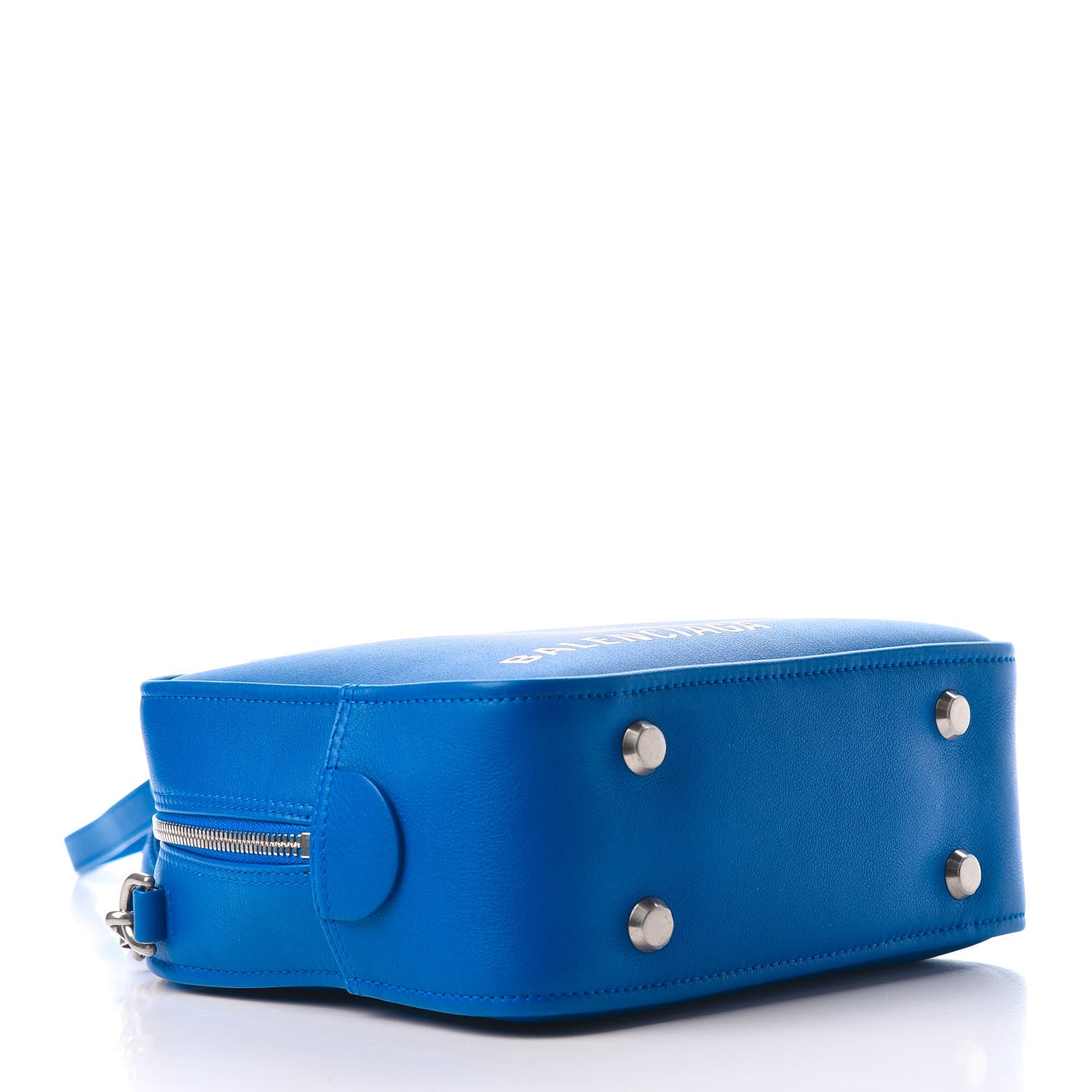Balenciaga Shiny Day Calfskin Logo XS Triangle Square Bag Bleu Roi White 4 of 9