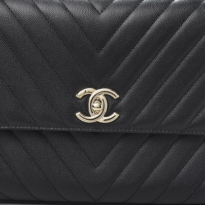 Chanel Caviar Chevron Quilted Small Coco Handle Flap Black 10 of 11