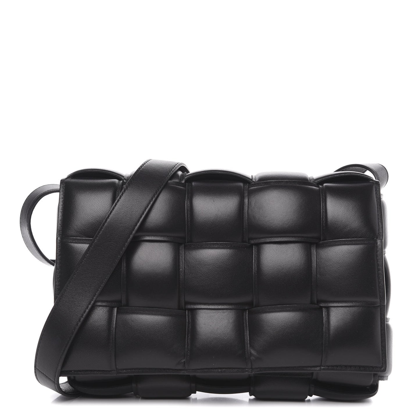 Nappa Maxi Intreccio Padded Cassette Crossbody Bag Black