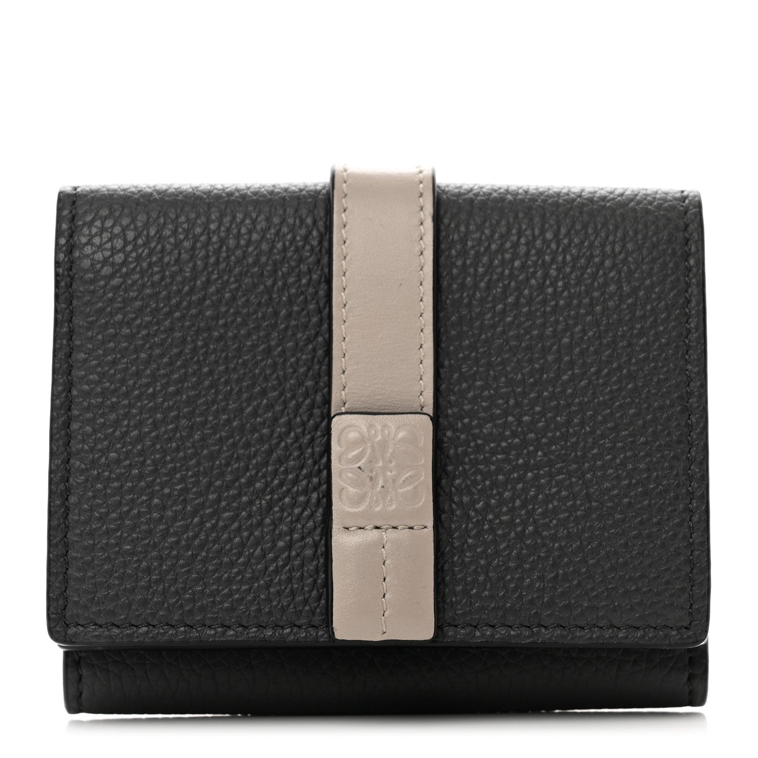 Loewe Grained Calfskin Anagram Trifold Wallet Anthracite Ghost 1 of 10