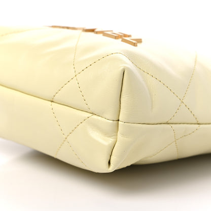 Chanel Shiny Calfskin Quilted Mini Chanel 22 Light Yellow 9 of 10