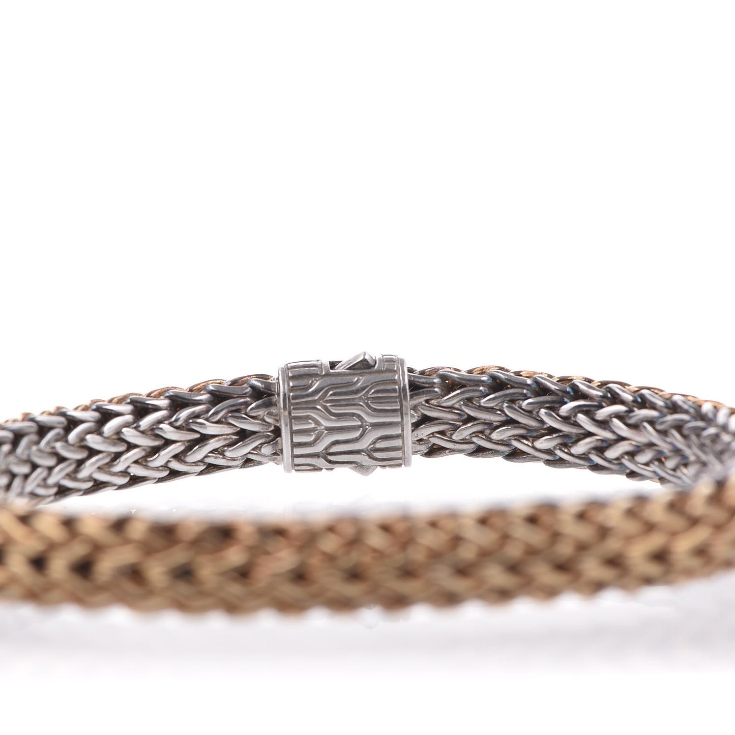 Sterling Silver 18K Yellow Gold Diamond 5mm Classic Chain Reversible Bracelet