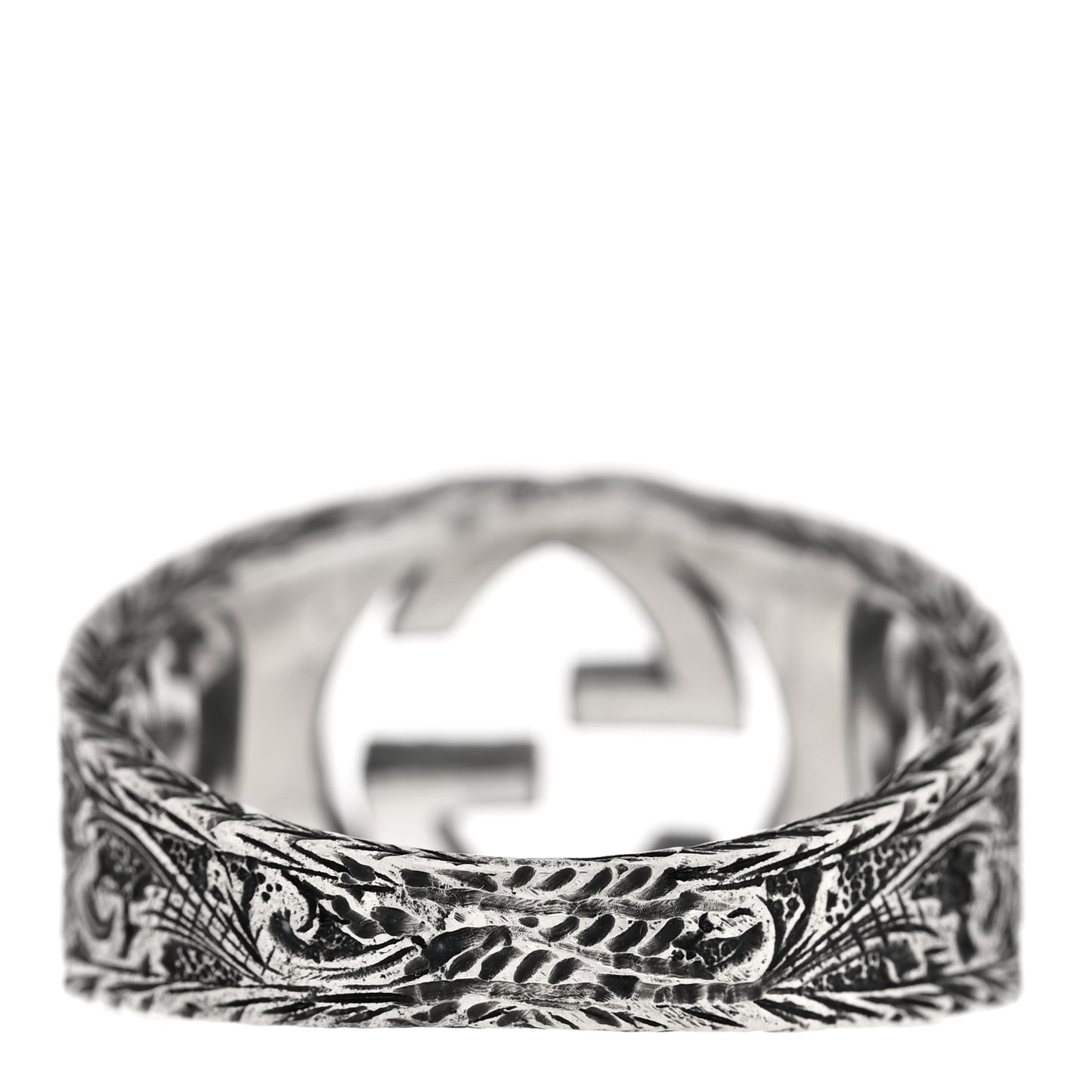 Sterling Silver Interlocking GG Signet Ring 63 10.25