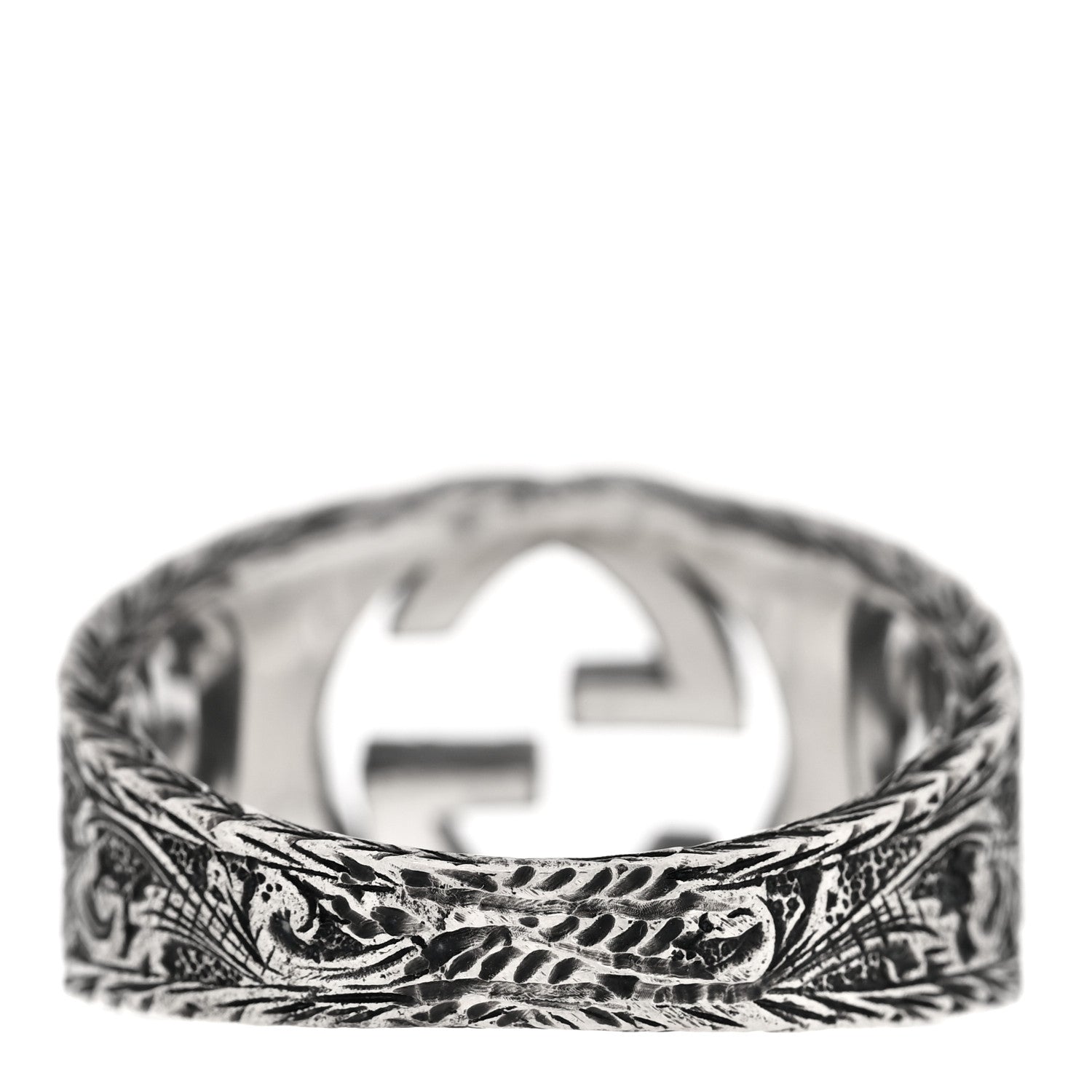 Gucci Sterling Silver Interlocking GG Signet Ring 63 10.25 3 of 7
