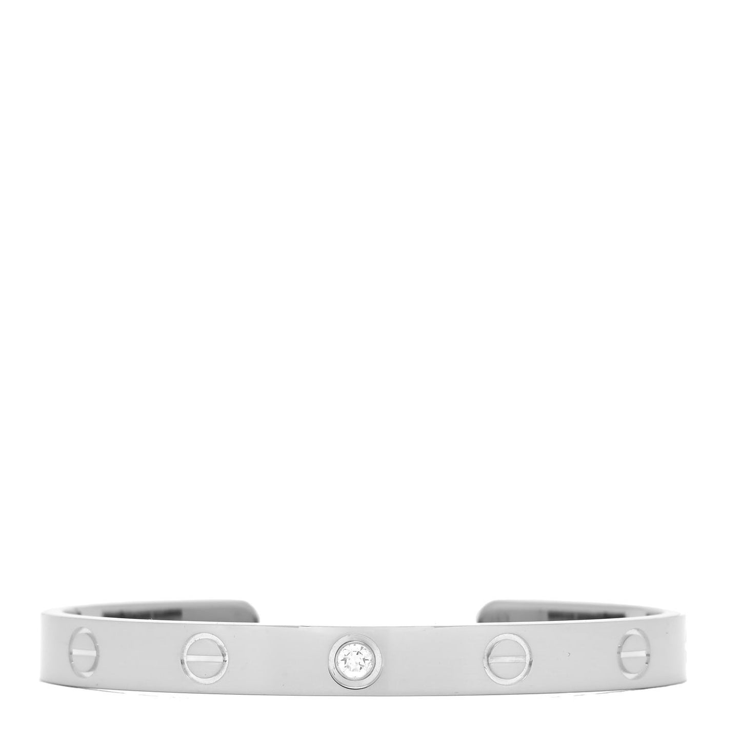 18K White Gold 1 Diamond LOVE Cuff Bracelet 16