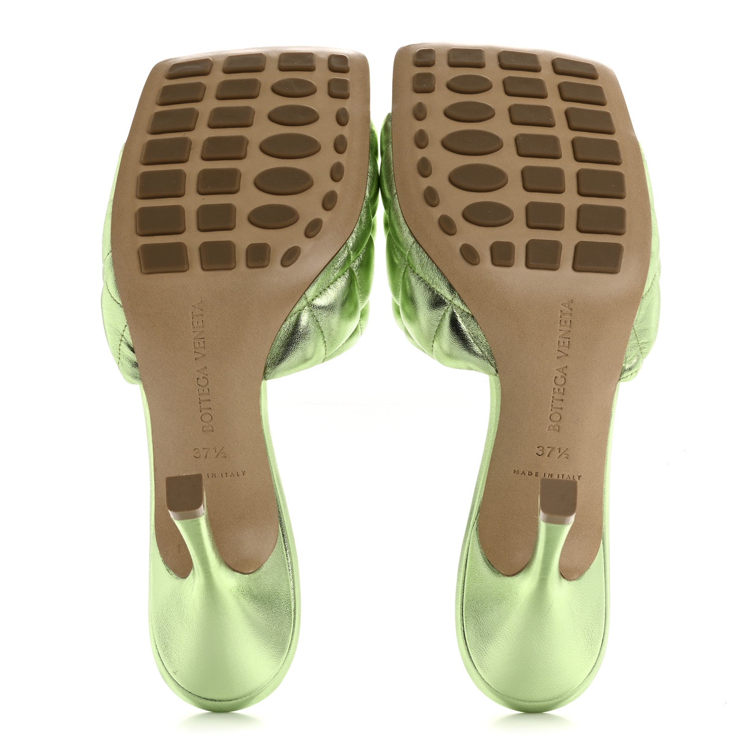 Bottega Veneta Metallic Nappa Reflection Matelasse Padded Mule Sandals 37.5 Pistachio 6 of 8
