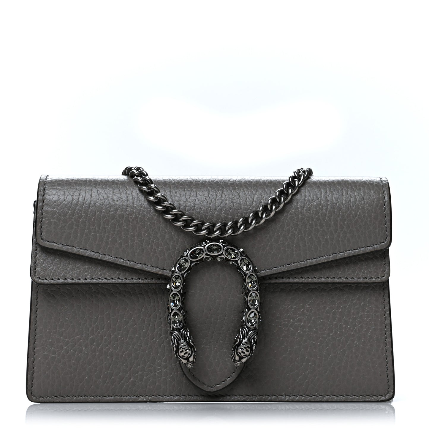 Dollar Calfskin Crystal Super Mini Dionysus Shoulder Bag Dusty Grey Black Diamond