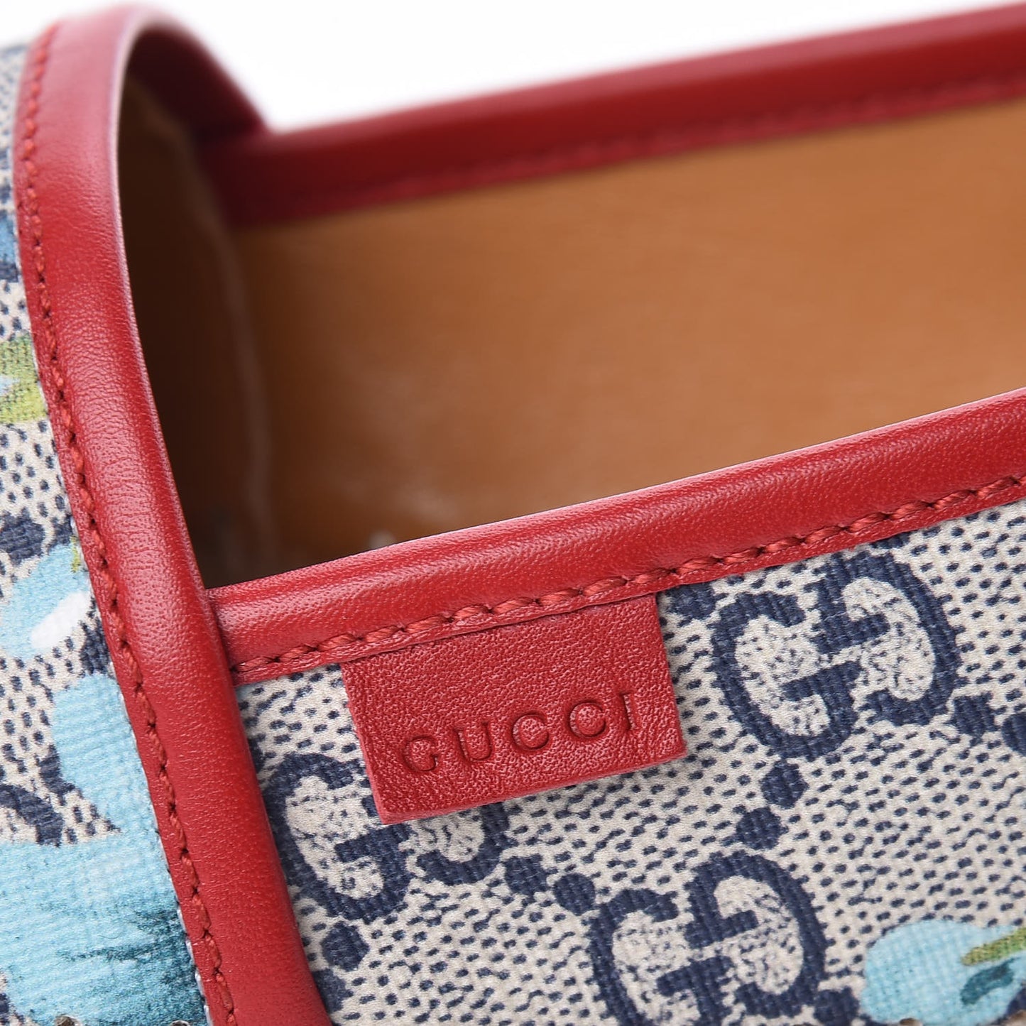 GG Supreme Monogram Blooms Espadrilles 38.5 Beige Blue Navy Hibiscus Red
