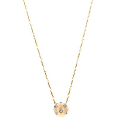 Tiffany 18K Yellow Gold Platinum Diamond Etoile Ball Pendant Necklace 1 of 6
