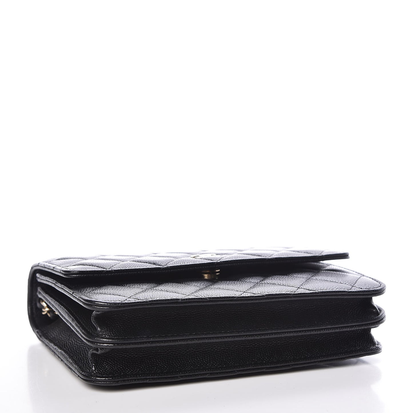 Caviar Quilted Square Wallet On Chain WOC Black