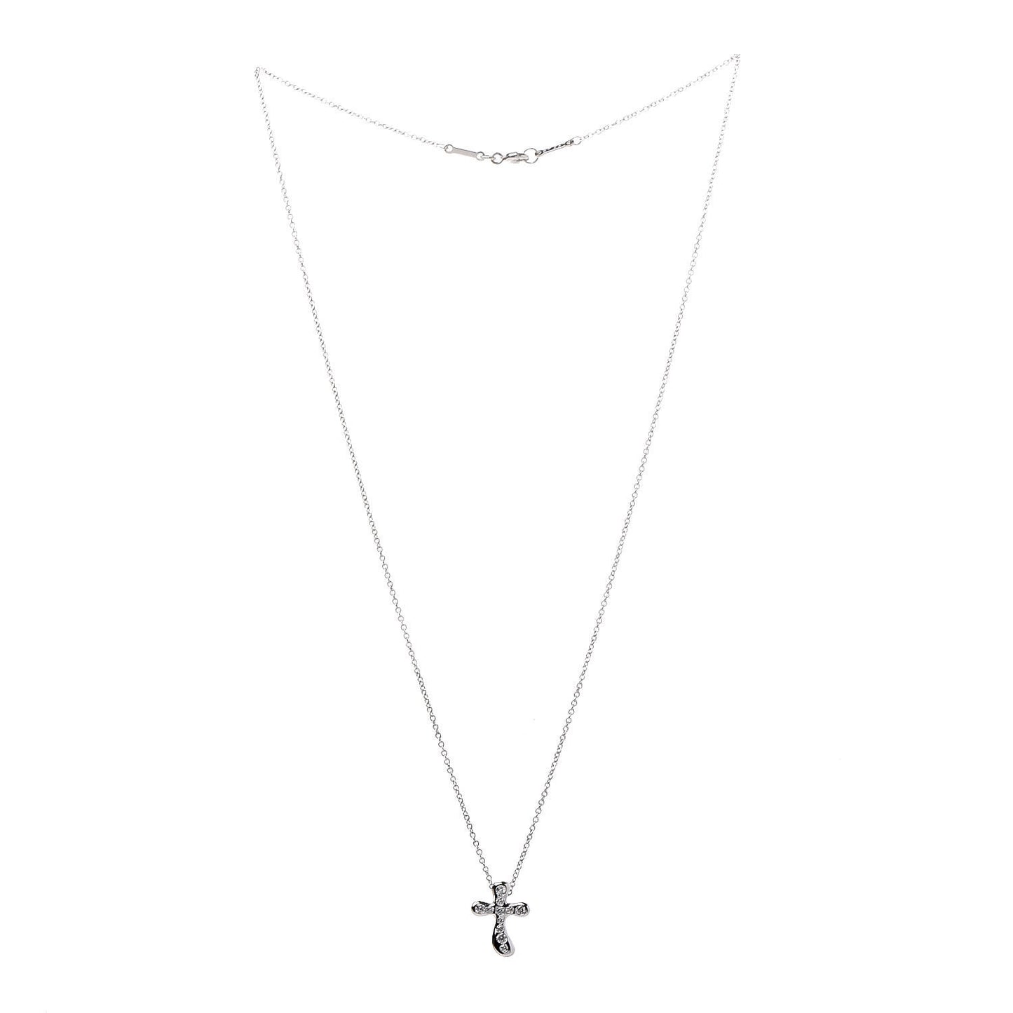 Platinum Diamond 14mm Elsa Peretti Cross Pendant Necklace