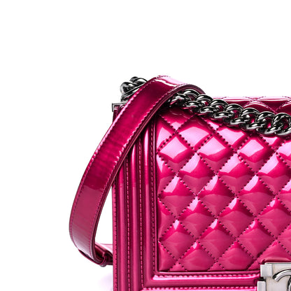 Chanel Metallic Patent Calfskin Quilted Medium Boy Flap Pink 8 of 18
