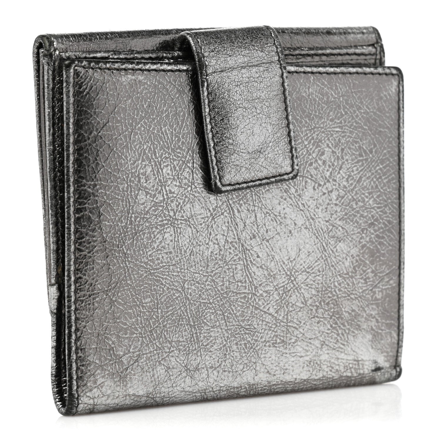 Saint Laurent Metallic Goatskin Belle de Jour French Wallet Silver 3 of 10