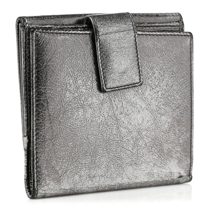 Saint Laurent Metallic Goatskin Belle de Jour French Wallet Silver 3 of 10