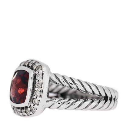 David Yurman Sterling Silver Diamond Garnet 7mm Petite Albion Ring 47 4.25 3 of 5