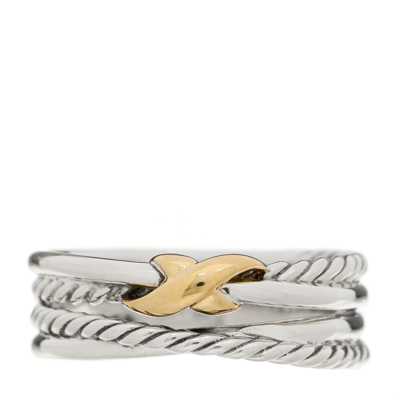 Sterling Silver 18K Yellow Gold 6mm X Crossover Ring 54 7