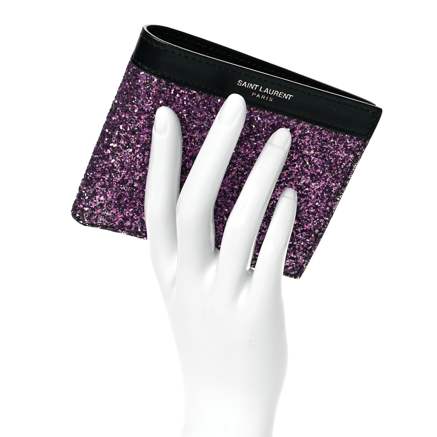 Calfskin Sequin Bifold Wallet Pink