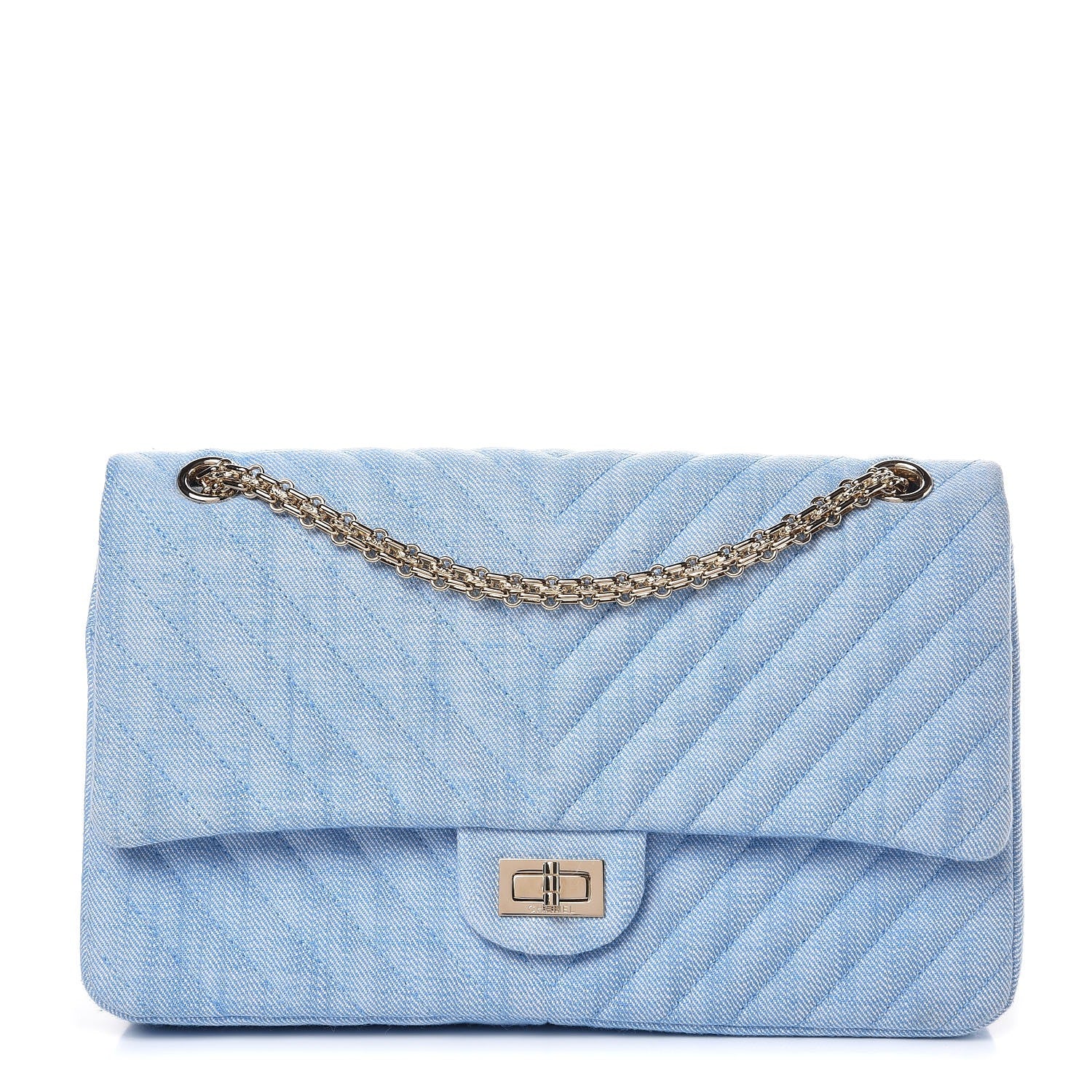 Chanel Denim Chevron Quilted 2.55 Reissue 226 Flap Light Blue 1 of 8