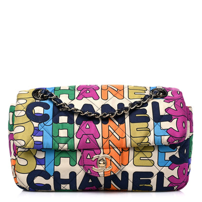 Chanel Printed Fabric Quilted Logo Single Flap Bag Multicolor 1 of 11