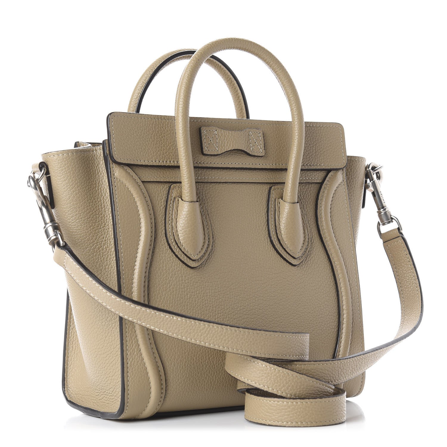 Celine Drummed Calfskin Nano Luggage Dune 4 of 10