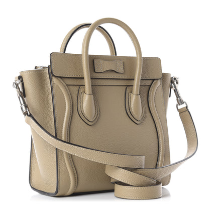 Celine Drummed Calfskin Nano Luggage Dune 4 of 10