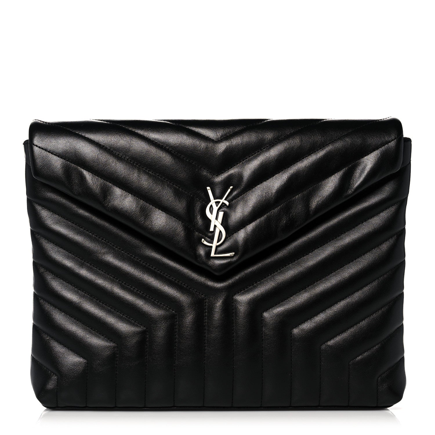 Saint Laurent Calfskin Y Quilted Monogram Loulou Document Holder Black 1 of 10