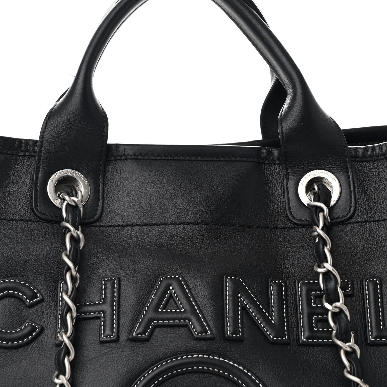 Chanel Calfskin Medium Deauville Tote Black 10 of 13