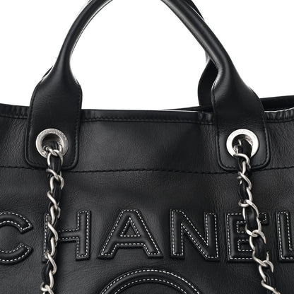 Chanel Calfskin Medium Deauville Tote Black 10 of 13