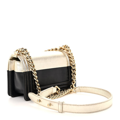 Chanel Metallic Goatskin Calfskin Small Boy Flap Gold Black 3 of 10