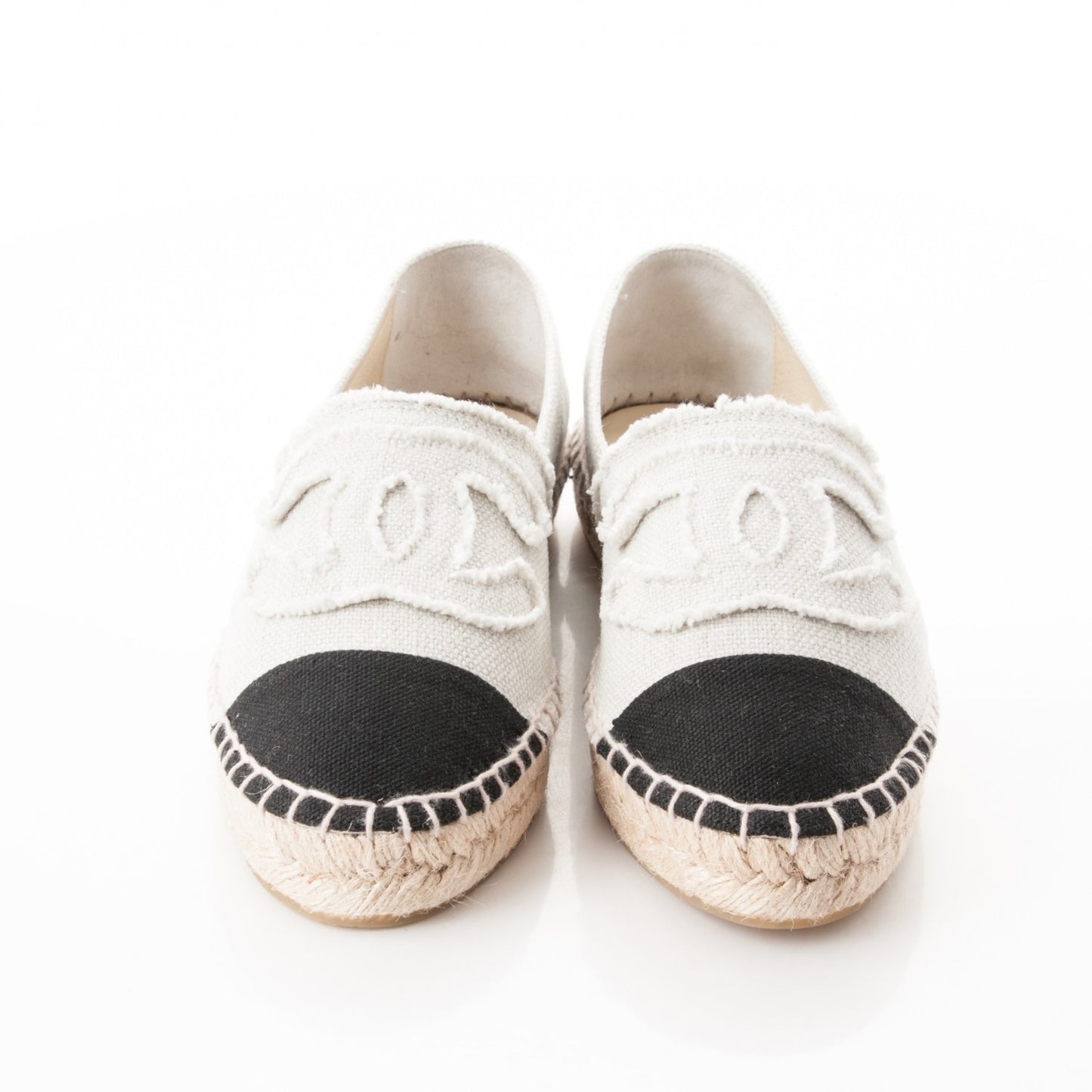 Linen CC Espadrilles 37 Beige Black