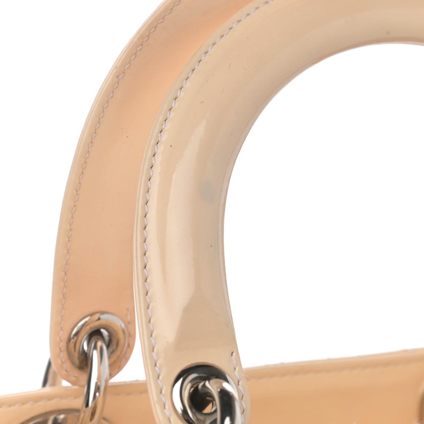 Patent Cannage Medium Lady Dior Beige