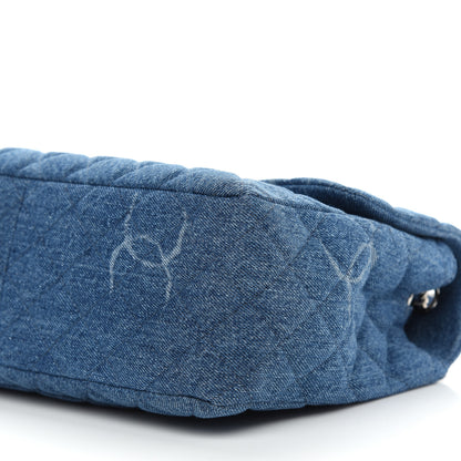 Chanel Denim Quilted CC Print Jumbo Single Flap Blue 9 of 9