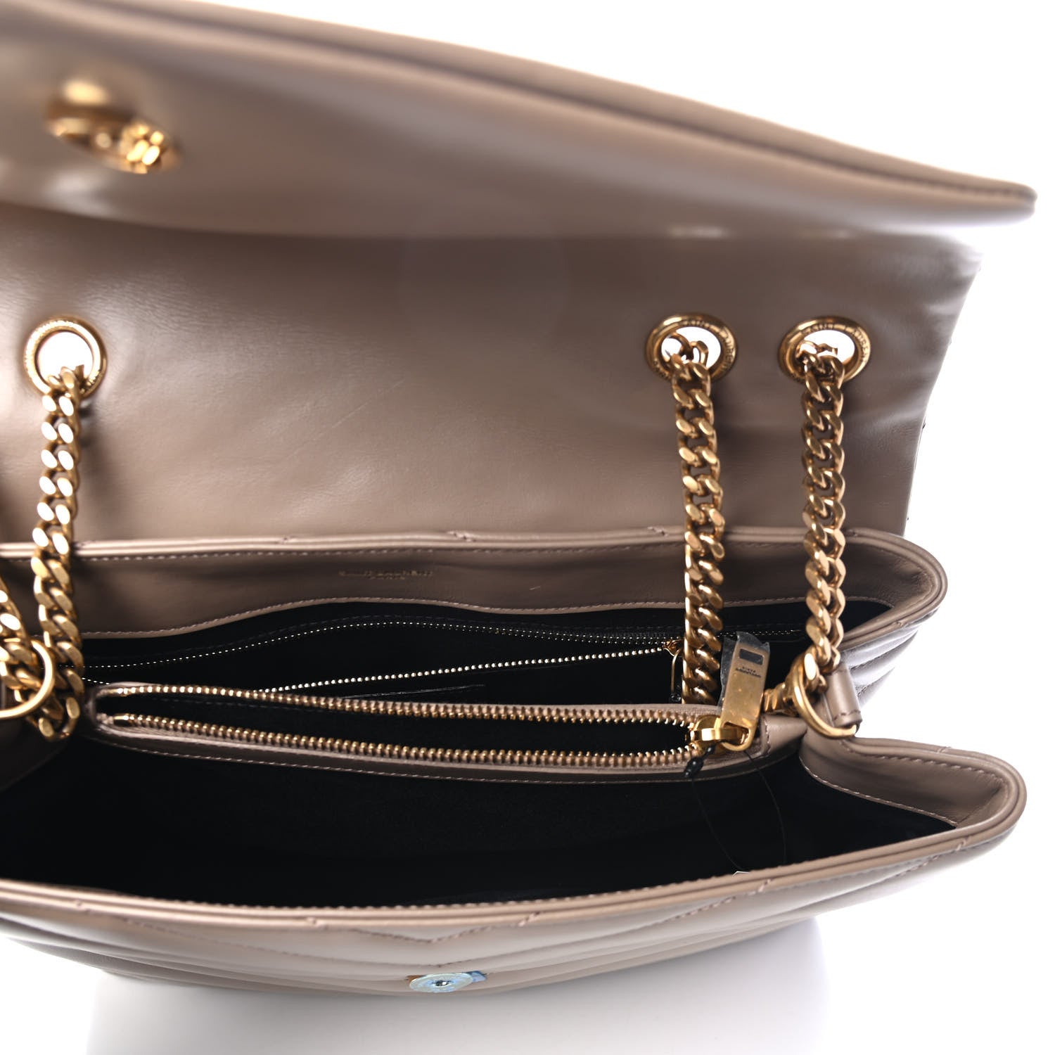 Saint Laurent Calfskin Y Quilted Monogram Medium Loulou Chain Satchel Taupe 4 of 4