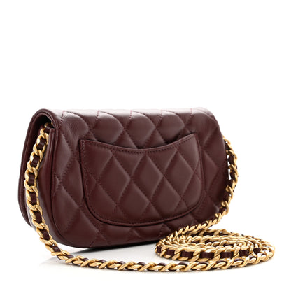 Chanel Calfskin Quilted Coco Mail Clutch With Chain Burgundy 3 of 11