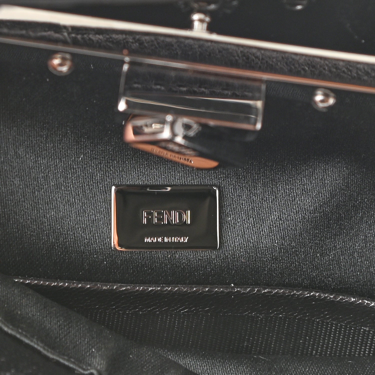 Fendi Laminated Goatskin Beaded Micro Peekaboo Iconic Satchel Canna di Fucile Black 5 of 10
