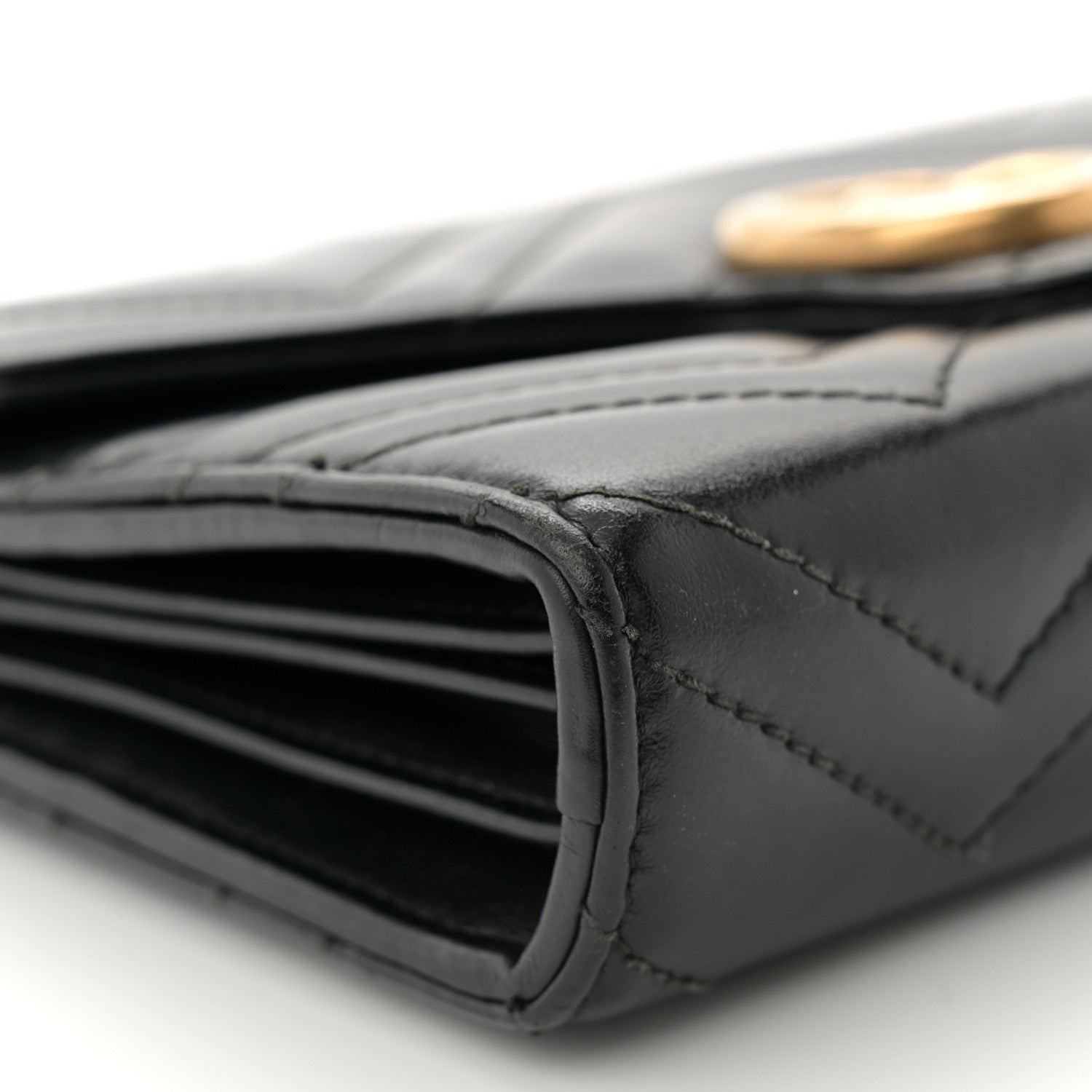 Gucci Calfskin Matelasse GG Marmont Chain Wallet Black 9 of 10