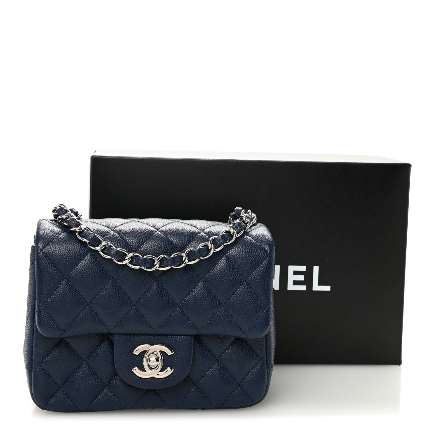 Chanel Caviar Quilted Mini Square Flap Navy 1792495 – FASHIONPHILE