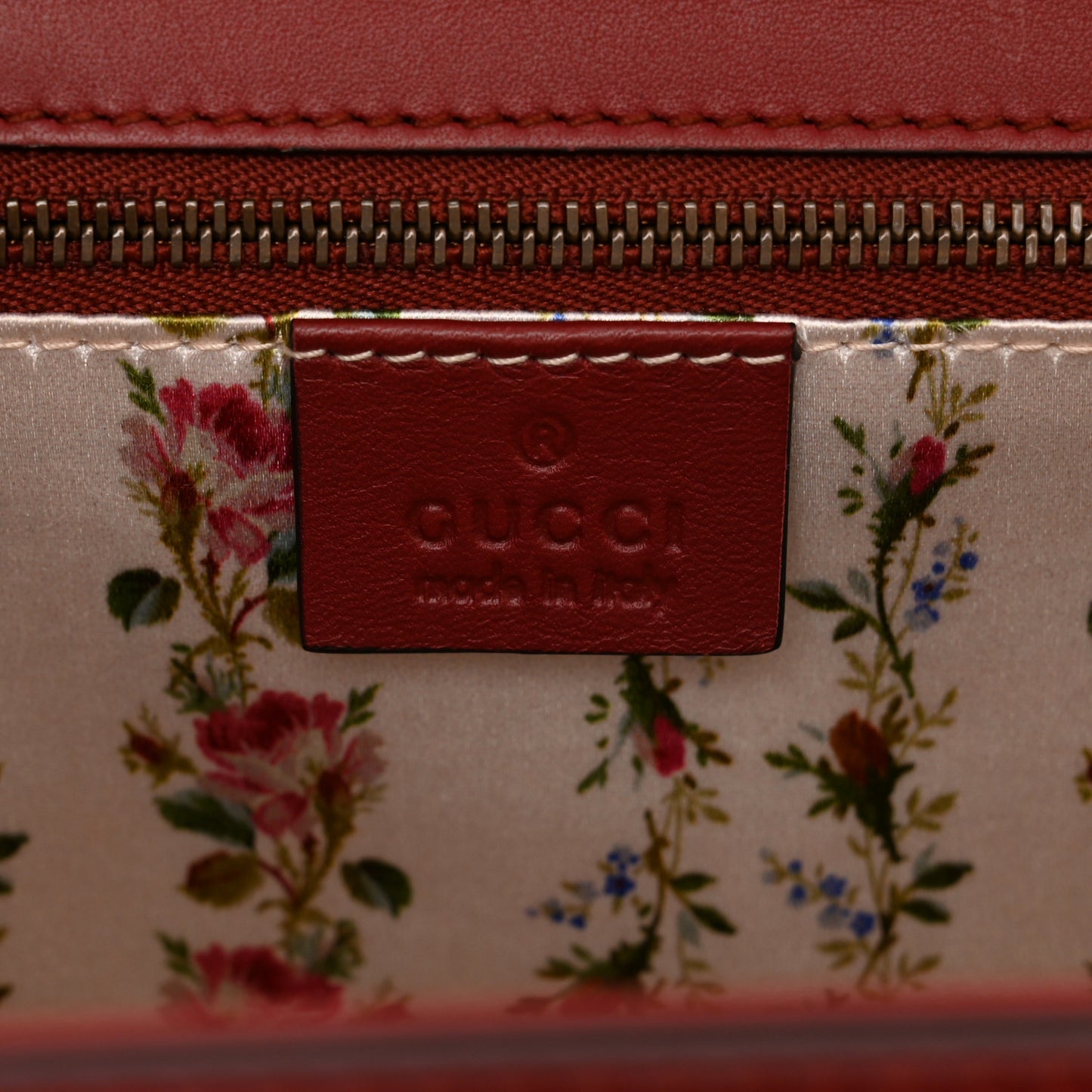 Calfskin Frame Print Bamboo 1947 Top Handle Bag Red Gold