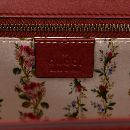 Gucci Calfskin Frame Print Bamboo 1947 Top Handle Bag Red Gold 7 of 10