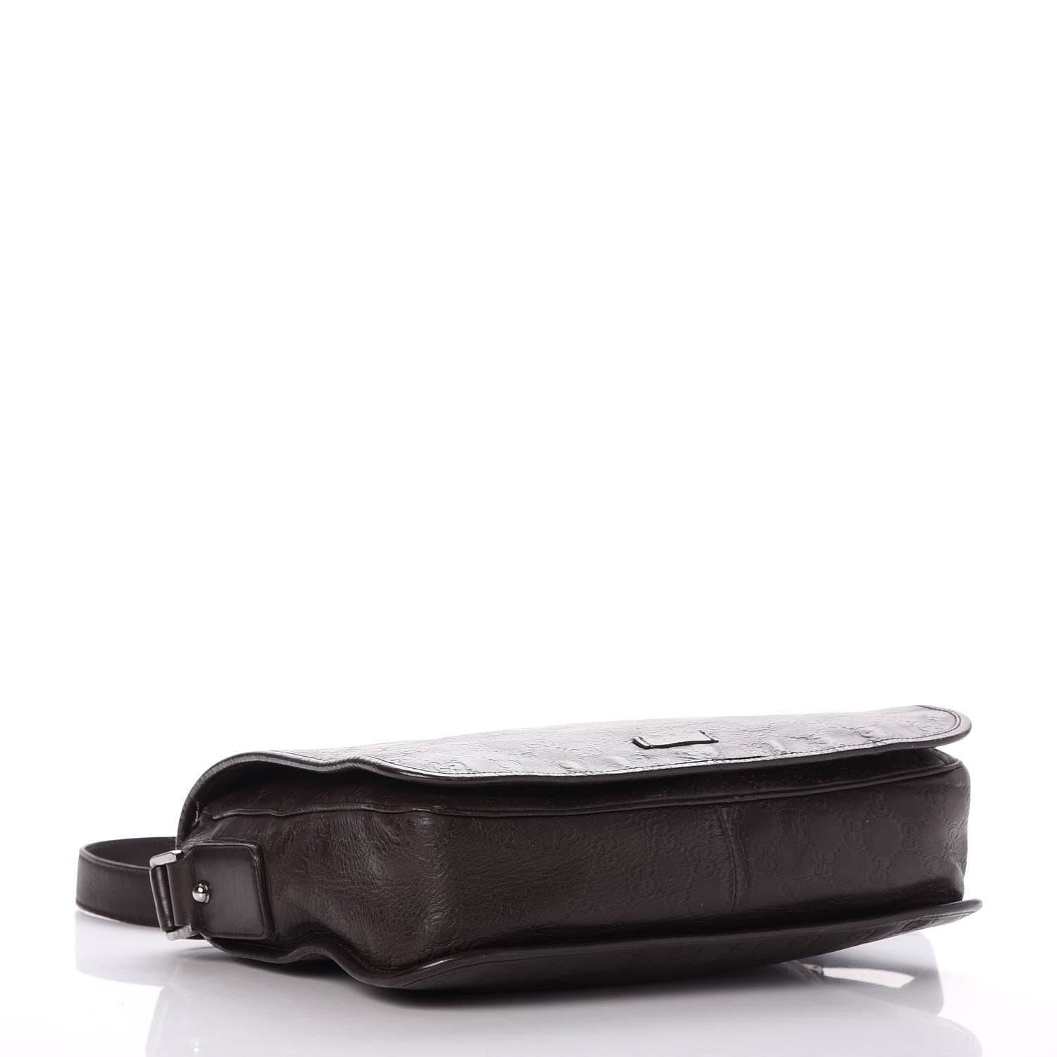 Gucci Guccissima Flap Messenger Bag Dark Brown 4 of 17