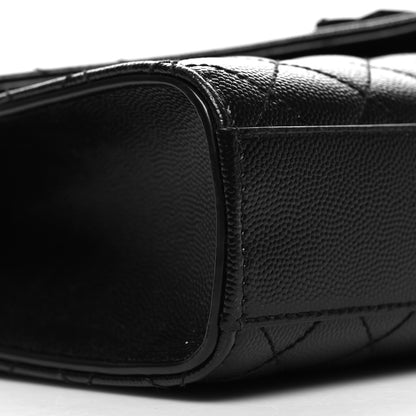 Saint Laurent Grain De Poudre Textured Mixed Matelasse Triquilt Medium Monogram Monochrome Satchel Black 8 of 10