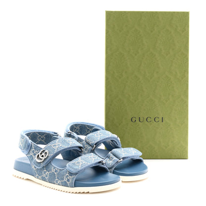 Gucci New Denim Delave GG Monogram Womens Dad Sandals 37 Light Blue Avion 10 of 10