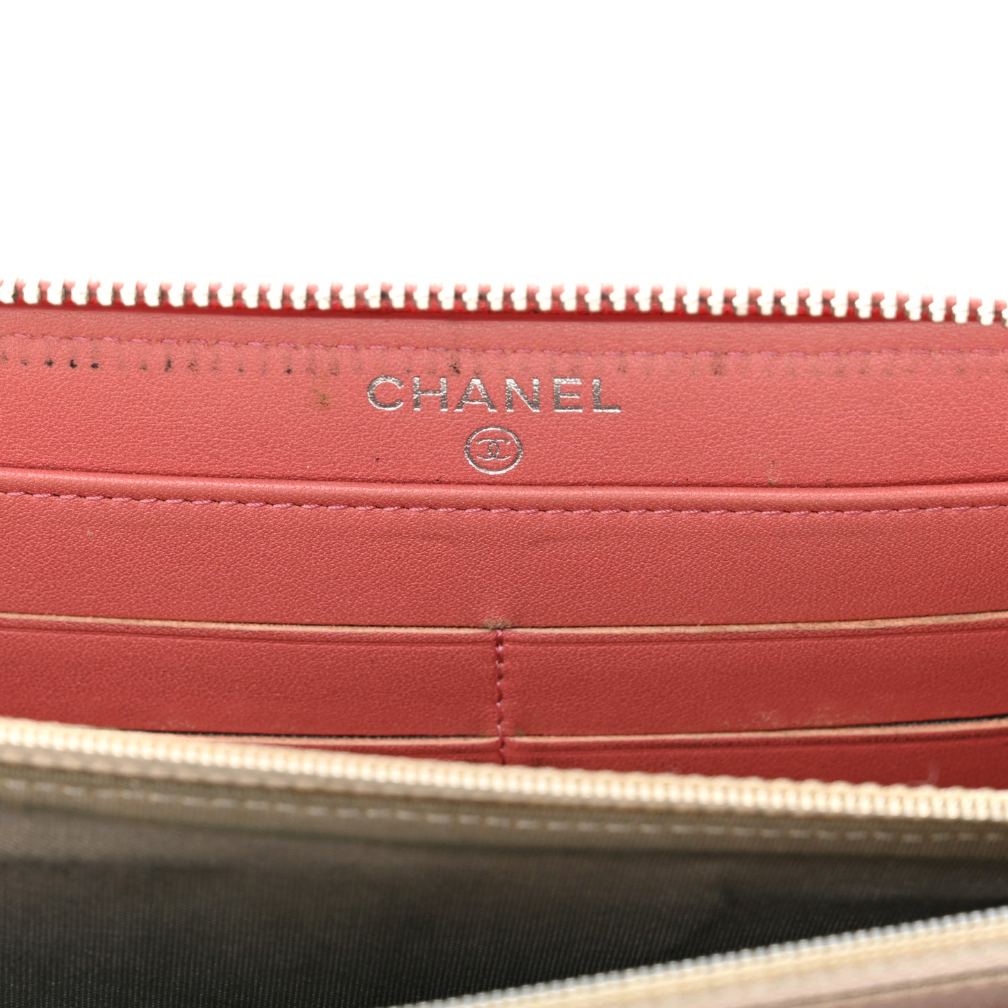 Patent Quilted Brilliant Zip Around Wallet Coral