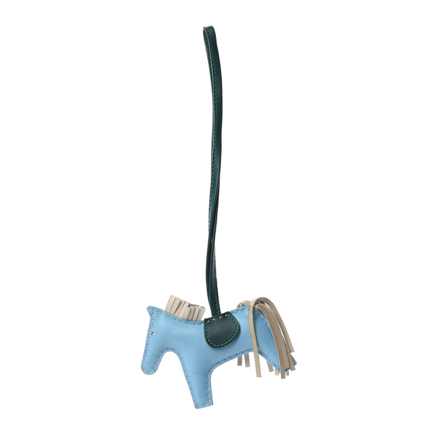 Milo Lambskin Grigri Rodeo Horse Bag Charm PM Celeste Malachite Craie