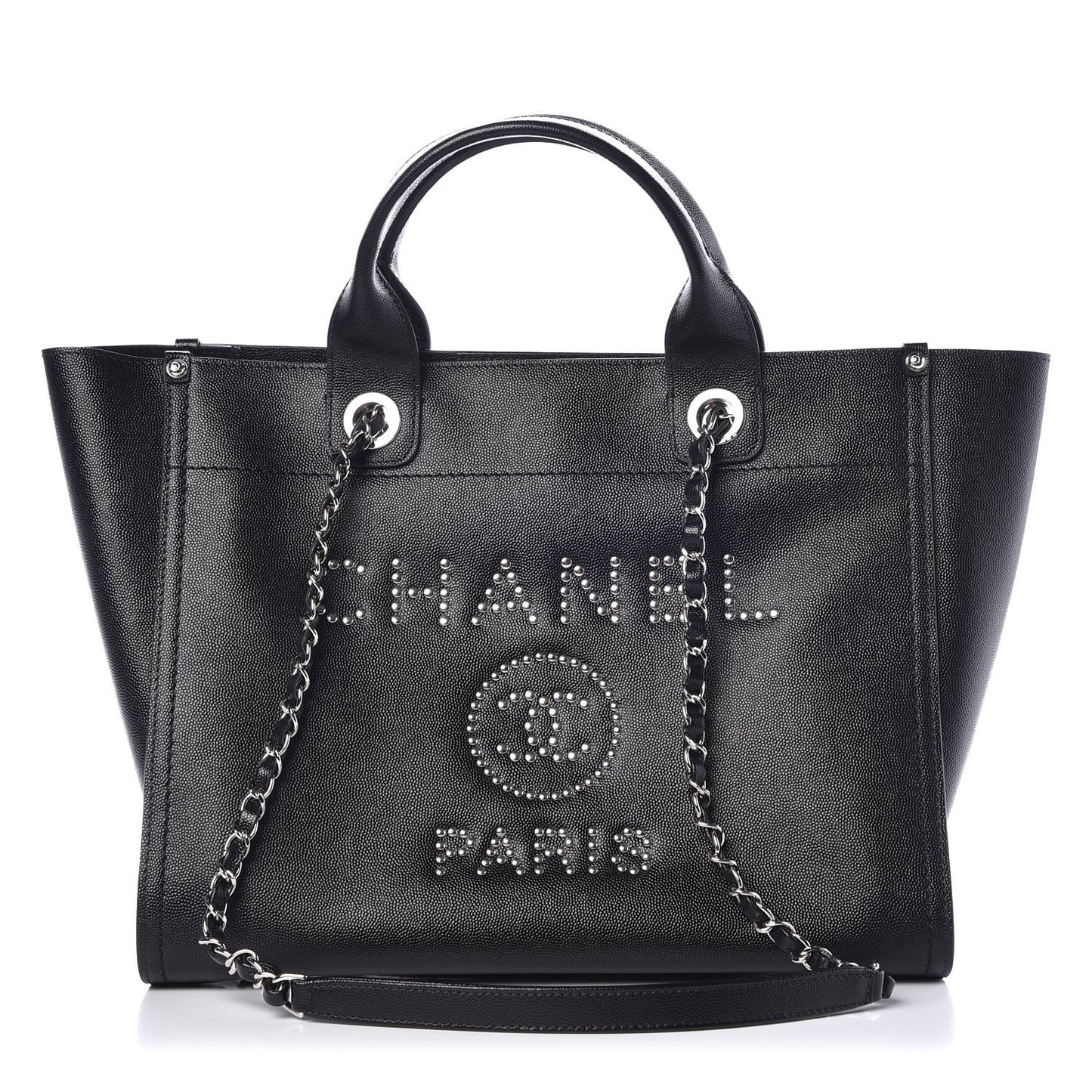 Caviar Small Studded Deauville Tote Black