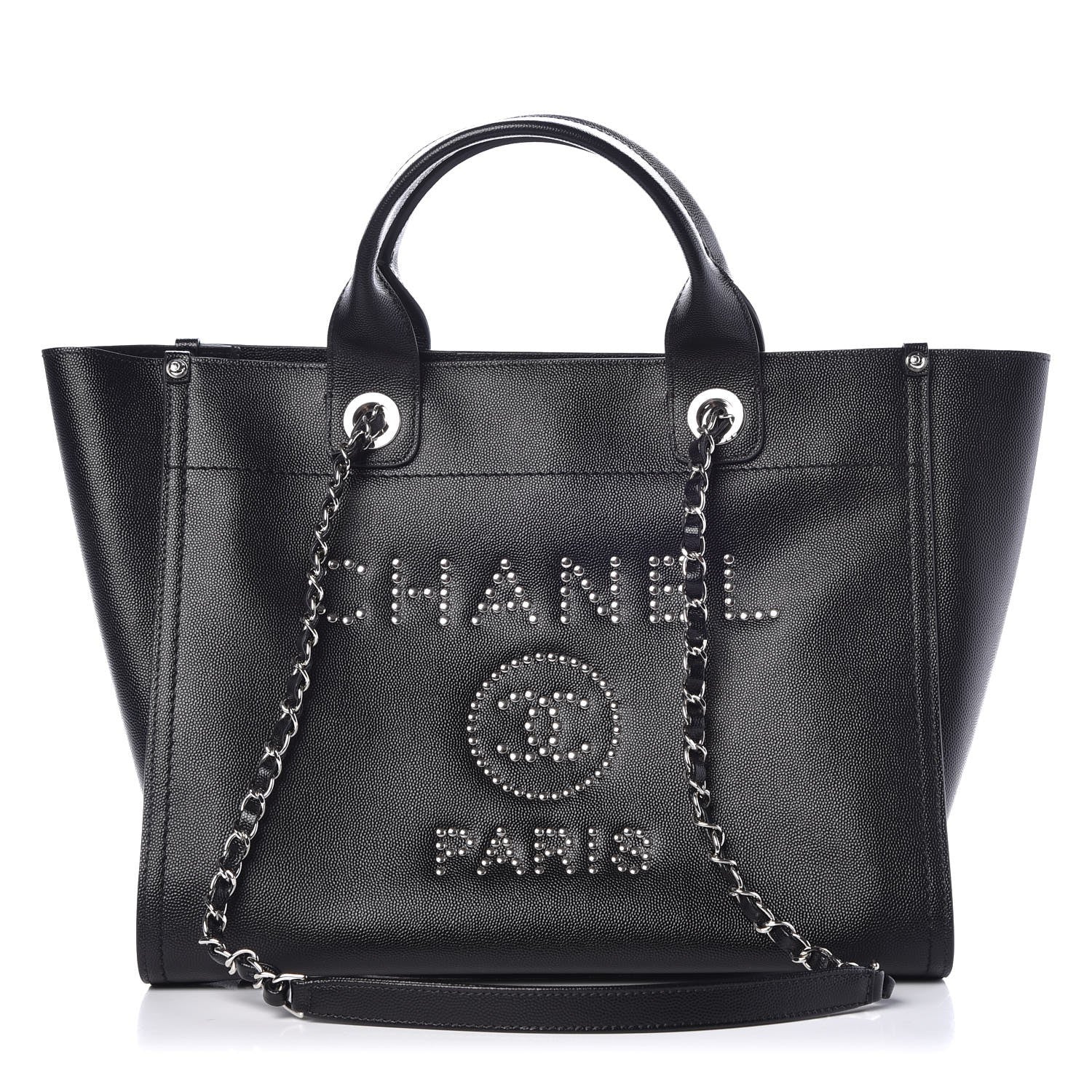 Chanel Caviar Small Studded Deauville Tote Black 1 of 9